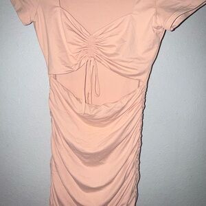 Elegant Peach Ruched Dress
